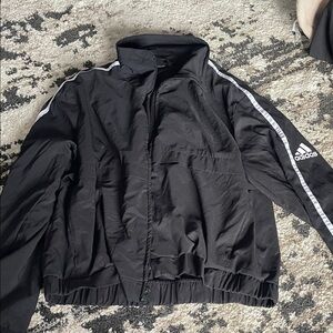 Adidas Black Windbreaker with White Accents